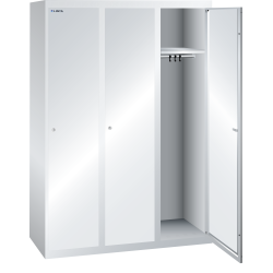 LISTA - Armoire-vestiaire (LxPxH) 1200x500x1700mm 3 compartiments sans infrastructure, porte lisse, KEY Lock Gris clair RAL 7035