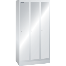 LISTA - Armoire-vestiaire (LxPxH) 900x500x1800mm 3 compartiments avec socle, porte lisse, KEY Lock Gris clair RAL 7035