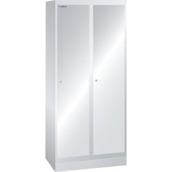 LISTA - Armoire-vestiaire (LxPxH) 800x500x1800mm 2 compartiments avec socle, porte lisse, KEY Lock Gris clair RAL 7035