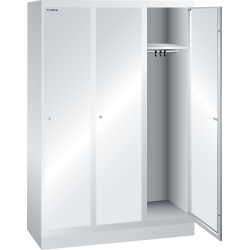 LISTA - Armoire-vestiaire (LxPxH) 1200x500x1800mm 3 compartiments avec socle, porte lisse, KEY Lock Gris clair RAL 7035