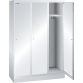 LISTA - Armoire-vestiaire (LxPxH) 1200x500x1800mm 3 compartiments avec socle, porte lisse, KEY Lock Gris clair RAL 7035