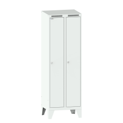LISTA - Armoire-vestiaire (LxPxH) 600x500x1850mm 2 compartiments avec pieds, porte lisse, KEY Lock Gris clair RAL 7035