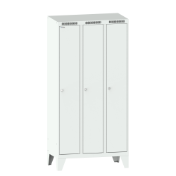 LISTA - Armoire-vestiaire (LxPxH) 900x500x1850mm 3 compartiments avec pieds, porte lisse, KEY Lock Gris clair RAL 7035