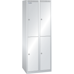 LISTA - Armoire-vestiaire (LxPxH) 600x500x1700mm 2x2 casiers sans infrastructure, porte lisse, KEY Lock Gris clair RAL 7035