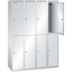 LISTA - Armoire-vestiaire (LxPxH) 1200x500x1700mm 4x2 casiers sans infrastructure, porte lisse, KEY Lock Gris clair RAL 7035