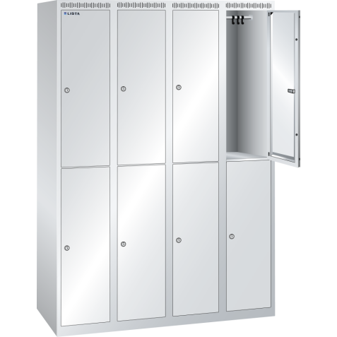 LISTA - Armoire-vestiaire (LxPxH) 1200x500x1700mm 4x2 casiers sans infrastructure, porte lisse, KEY Lock Gris clair RAL 7035