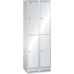 LISTA - Armoire-vestiaire (LxPxH) 600x500x1800mm 2x2 casiers avec socle, porte lisse, KEY Lock Gris clair RAL 7035