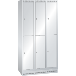 LISTA - Armoire-vestiaire (LxPxH) 900x500x1800mm 3x2 casiers avec socle, porte lisse, KEY Lock Gris clair RAL 7035