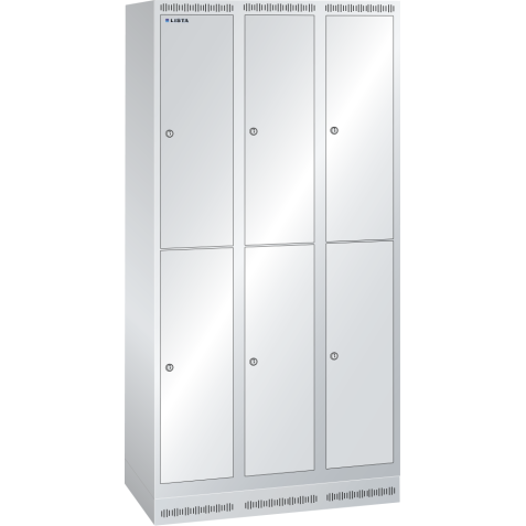 LISTA - Armoire-vestiaire (LxPxH) 900x500x1800mm 3x2 casiers avec socle, porte lisse, KEY Lock Gris clair RAL 7035