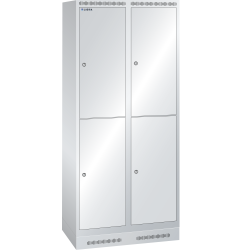 LISTA - Armoire-vestiaire (LxPxH) 800x500x1800mm 2x2 casiers avec socle, porte lisse, KEY Lock Gris clair RAL 7035