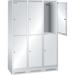 LISTA - Armoire-vestiaire (LxPxH) 1200x500x1800mm 3x2 casiers avec socle, porte lisse, KEY Lock Gris clair RAL 7035