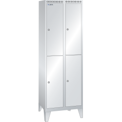 LISTA - Armoire-vestiaire (LxPxH) 600x500x1850mm 2x2 casiers avec pieds, porte lisse, KEY Lock Gris clair RAL 7035