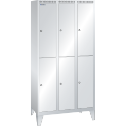 LISTA - Armoire-vestiaire (LxPxH) 900x500x1850mm 3x2 casiers avec pieds, porte lisse, KEY Lock Gris clair RAL 7035