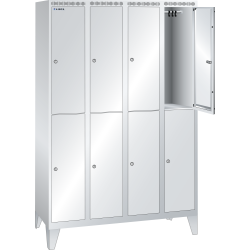LISTA - Armoire-vestiaire (LxPxH) 1200x500x1850mm 4x2 casiers avec pieds, porte lisse, KEY Lock Gris clair RAL 7035