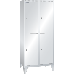 LISTA - Armoire-vestiaire (LxPxH) 800x500x1850mm 2x2 casiers avec pieds, porte lisse, KEY Lock Gris clair RAL 7035