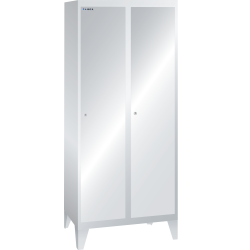 LISTA - Armoire-vestiaire (LxPxH) 800x500x1850mm 2 compartiments avec pieds, porte perforée, KEY Lock Gris clair RAL 7035