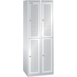 LISTA - Armoire-vestiaire (LxPxH) 600x500x1700mm 2x2 casiers sans infrastructure, porte perforée, KEY Lock Gris clair RAL 7035