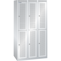 LISTA - Armoire-vestiaire (LxPxH) 900x500x1700mm 3x2 casiers sans infrastructure, porte perforée, KEY Lock Gris clair RAL 7035