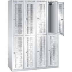 LISTA - Armoire-vestiaire (LxPxH) 1200x500x1700mm 4x2 casiers sans infrastructure, porte perforée, KEY Lock Gris clair RAL 7035