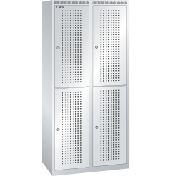 LISTA - Armoire-vestiaire (LxPxH) 800x500x1700mm 2x2 casiers sans infrastructure, porte perforée, KEY Lock Gris clair RAL 7035
