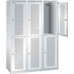LISTA - Armoire-vestiaire (LxPxH) 1200x500x1700mm 3x2 casiers sans infrastructure, porte perforée, KEY Lock Gris clair RAL 7035