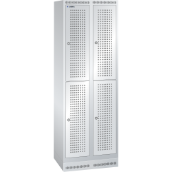 LISTA - Armoire-vestiaire (LxPxH) 600x500x1800mm 2x2 casiers avec socle, porte perforée, KEY Lock Gris clair RAL 7035