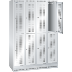 LISTA - Armoire-vestiaire (LxPxH) 1200x500x1800mm 4x2 casiers avec socle, porte perforée, KEY Lock Gris clair RAL 7035