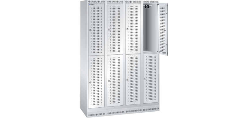 Armoire-vestiaire Lista 2 niveaux - L 30 cm par compartiment - Gris clair RAL 7035