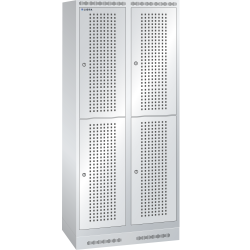 LISTA - Armoire-vestiaire (LxPxH) 800x500x1800mm 2x2 casiers avec socle, porte perforée, KEY Lock Gris clair RAL 7035
