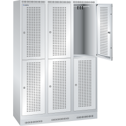 LISTA - Armoire-vestiaire (LxPxH) 1200x500x1800mm 3x2 casiers avec socle, porte perforée, KEY Lock Gris clair RAL 7035