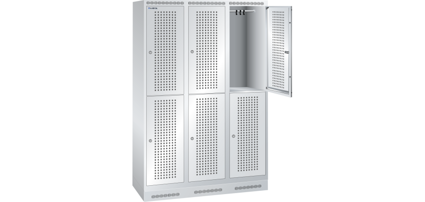 Armoire-vestiaire Lista 2 niveaux - L 40 cm par compartiment - Gris clair RAL 7035