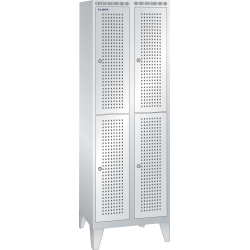 LISTA - Armoire-vestiaire (LxPxH) 600x500x1850mm 2x2 casiers avec pieds, porte perforée, KEY Lock Gris clair RAL 7035