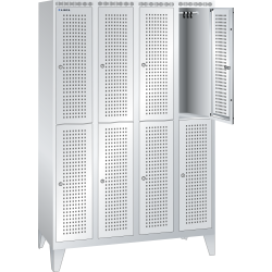 LISTA - Armoire-vestiaire (LxPxH) 1200x500x1850mm 4x2 casiers avec pieds, porte perforée, KEY Lock Gris clair RAL 7035