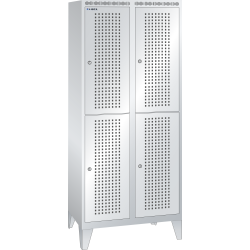 LISTA - Armoire-vestiaire (LxPxH) 800x500x1850mm 2x2 casiers avec pieds, porte perforée, KEY Lock Gris clair RAL 7035