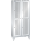 LISTA - Armoire-vestiaire (LxPxH) 800x500x1850mm 2x2 casiers avec pieds, porte perforée, KEY Lock Gris clair RAL 7035