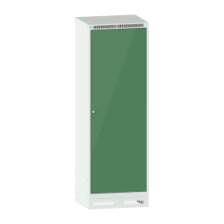 LISTA - Armoire-vestiaire (LxPxH) 600x500x1800mm 2 compartiments avec socle, porte lisse, KEY Lock Gris clair RAL 7035