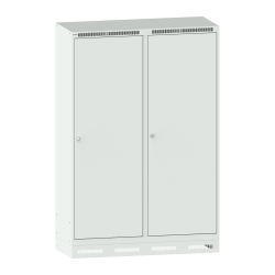 LISTA - Armoire-vestiaire (LxPxH) 1200x500x1800mm 4 compartiments avec socle, porte lisse, KEY Lock Gris clair RAL 7035