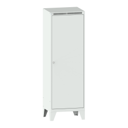 LISTA - Armoire-vestiaire (LxPxH) 600x500x1850mm 2 compartiments avec pieds, porte lisse, KEY Lock Gris clair RAL 7035