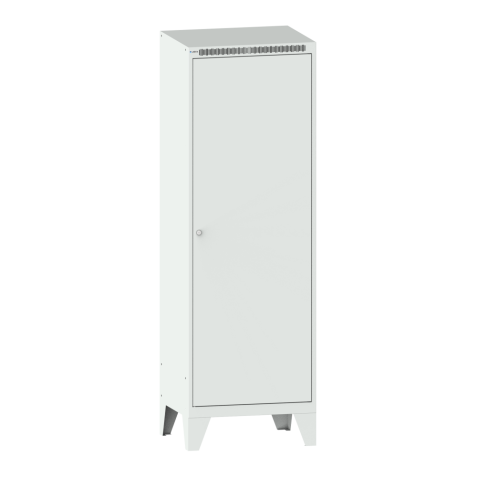 LISTA - Armoire-vestiaire (LxPxH) 600x500x1850mm 2 compartiments avec pieds, porte lisse, KEY Lock Gris clair RAL 7035