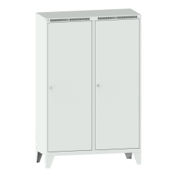 LISTA - Armoire-vestiaire (LxPxH) 1200x500x1850mm 4 compartiments avec pieds, porte lisse, KEY Lock Gris clair RAL 7035