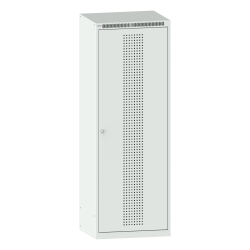 LISTA - Armoire-vestiaire (LxPxH) 600x500x1700mm 2 compartiments sans infrastructure, porte perforée, KEY Lock Gris clair RAL 7035