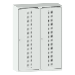 LISTA - Armoire-vestiaire (LxPxH) 1200x500x1700mm 4 compartiments sans infrastructure, porte perforée, KEY Lock Gris clair RAL 7035