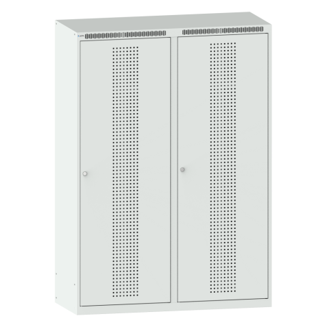 LISTA - Armoire-vestiaire (LxPxH) 1200x500x1700mm 4 compartiments sans infrastructure, porte perforée, KEY Lock Gris clair RAL 7035