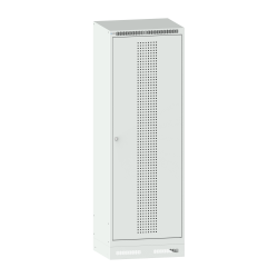 LISTA - Armoire-vestiaire (LxPxH) 600x500x1800mm 2 compartiments avec socle, porte perforée, KEY Lock Gris clair RAL 7035