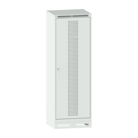 LISTA - Armoire-vestiaire (LxPxH) 600x500x1800mm 2 compartiments avec socle, porte perforée, KEY Lock Gris clair RAL 7035