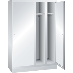 LISTA - Armoire-vestiaire (LxPxH) 1200x500x1800mm 4 compartiments avec socle, porte perforée, KEY Lock Gris clair RAL 7035