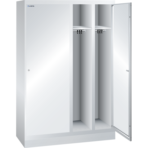 LISTA - Armoire-vestiaire (LxPxH) 1200x500x1800mm 4 compartiments avec socle, porte perforée, KEY Lock Gris clair RAL 7035