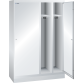 LISTA - Armoire-vestiaire (LxPxH) 1200x500x1800mm 4 compartiments avec socle, porte perforée, KEY Lock Gris clair RAL 7035
