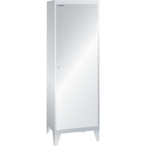 LISTA - Armoire-vestiaire (LxPxH) 600x500x1850mm 2 compartiments avec pieds, porte perforée, KEY Lock Gris clair RAL 7035
