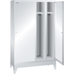 LISTA - Armoire-vestiaire (LxPxH) 1200x500x1850mm 4 compartiments avec pieds, porte perforée, KEY Lock Gris clair RAL 7035